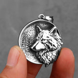 Viking Retro Wolf Head Pendant Stainless Steel Necklace