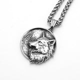 Viking Retro Wolf Head Pendant Stainless Steel Necklace
