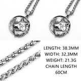 Viking Retro Wolf Head Pendant Stainless Steel Necklace