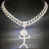 Men Women Hip Hop Stickman Pendant Necklace