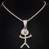 Men Women Hip Hop Stickman Pendant Necklace