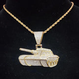 Hip Hop Tank Shape Pendant Necklace Iced Out Bling Pendants Jewelry