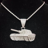 Hip Hop Tank Shape Pendant Necklace Iced Out Bling Pendants Jewelry