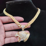 Hip Hop Leopard Pendant Necklace Cuban Chain Hiphop Iced out Bling Necklaces