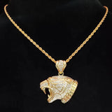 Hip Hop Leopard Pendant Necklace Cuban Chain Hiphop Iced out Bling Necklaces
