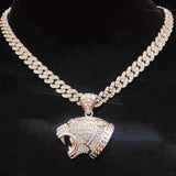 Hip Hop Leopard Pendant Necklace Cuban Chain Hiphop Iced out Bling Necklaces