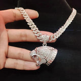 Hip Hop Leopard Pendant Necklace Cuban Chain Hiphop Iced out Bling Necklaces