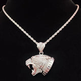 Hip Hop Leopard Pendant Necklace Cuban Chain Hiphop Iced out Bling Necklaces