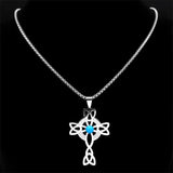 Wicca Celtic Knot Cross Necklace Silver Stainless Steel Witch Jewelry