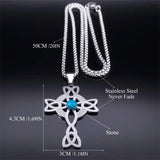 Wicca Celtic Knot Cross Necklace Silver Stainless Steel Witch Jewelry