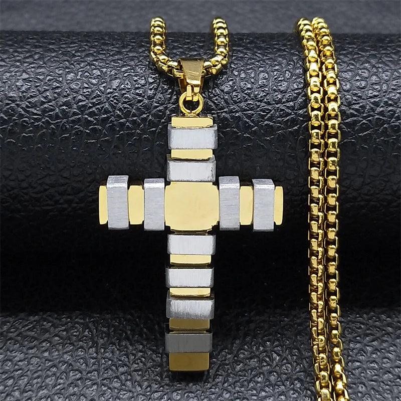 Cross Necklace Stainless Steel Christian Punk Biker Jewelry