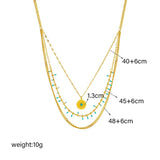 Bohemia Sun Stone Pendant Necklace Multi-layer Chain Jewelry
