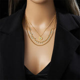 Bohemia Sun Stone Pendant Necklace Multi-layer Chain Jewelry