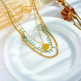 Bohemia Sun Stone Pendant Necklace Multi-layer Chain Jewelry