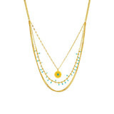 Bohemia Sun Stone Pendant Necklace Multi-layer Chain Jewelry