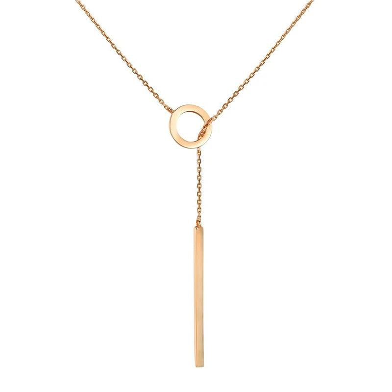 Circle & Stick Women's Necklace 585 Rose Fine Jewelry Glossy