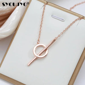 Circle & Stick Women's Necklace 585 Rose Fine Jewelry Glossy