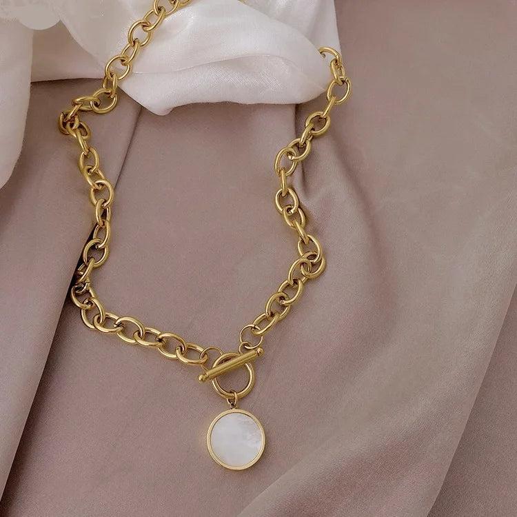 Stainless Steel Enamel Pendant Necklace Choker for Women