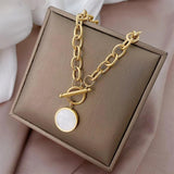 Stainless Steel Enamel Pendant Necklace Choker for Women