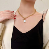 Stainless Steel Enamel Pendant Necklace Choker for Women