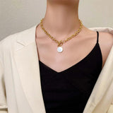 Stainless Steel Enamel Pendant Necklace Choker for Women