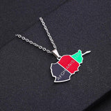 Afghanistan Map Flag Pendant Necklaces for Afghan Men Women