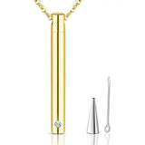 Stainless Steel Bar Cylinder Urn Necklace Pendant Ashes Keepsake