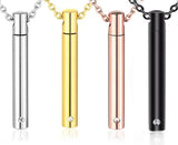 Stainless Steel Bar Cylinder Urn Necklace Pendant Ashes Keepsake