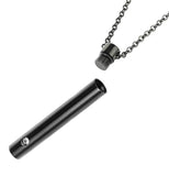 Stainless Steel Bar Cylinder Urn Necklace Pendant Ashes Keepsake