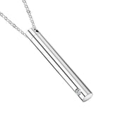 Stainless Steel Bar Cylinder Urn Necklace Pendant Ashes Keepsake