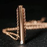 Stainless Steel Bar Cylinder Urn Necklace Pendant Ashes Keepsake