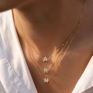 Initial Letter Necklace 2mm Stainless Steel Chain Jewelry Gift