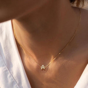 Initial Letter Necklace 2mm Stainless Steel Chain Jewelry Gift