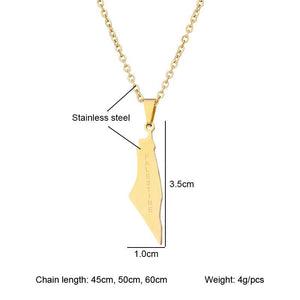 Arabic Map Pendant Necklace Stainless Steel Silver Ethnic Jewelry Gift