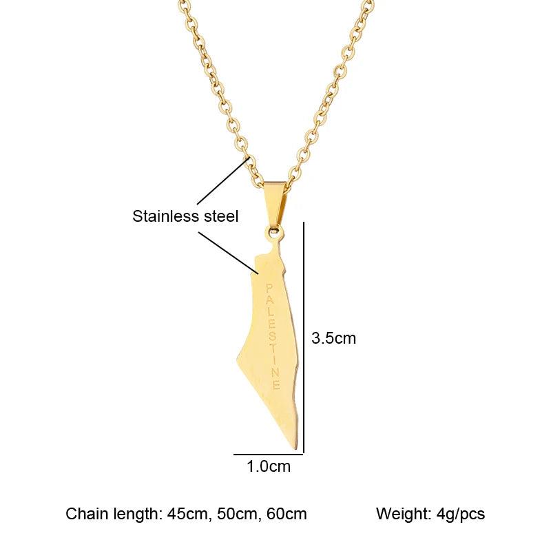 Arabic Map Pendant Necklace Stainless Steel Silver Ethnic Jewelry Gift