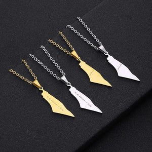 Arabic Map Pendant Necklace Stainless Steel Silver Ethnic Jewelry Gift
