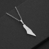 Arabic Map Pendant Necklace Stainless Steel Silver Ethnic Jewelry Gift