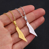 Arabic Map Pendant Necklace Stainless Steel Silver Ethnic Jewelry Gift