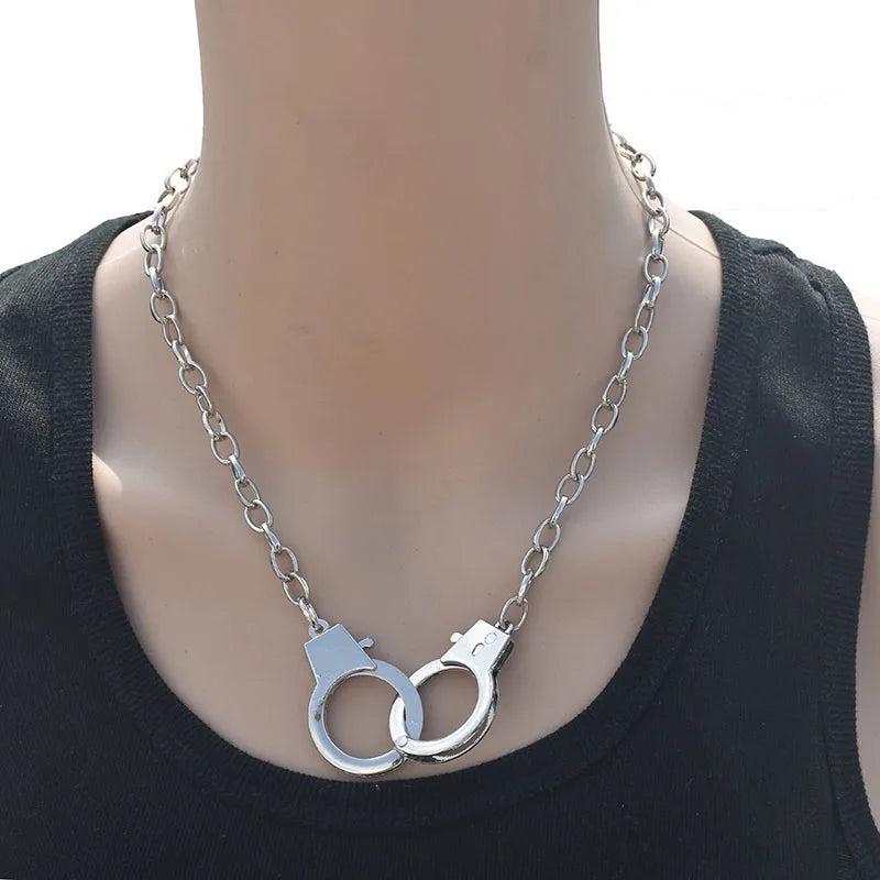 Handcuffs Pendant Charm Necklace Gothic Collar Statement Necklaces