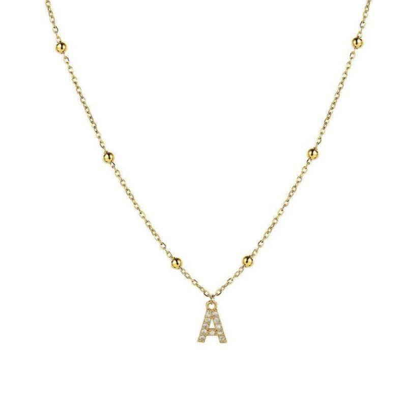 A-Z Initials Letter Necklace Women Classic Initials Stainless Steel Chain