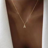 A-Z Initials Letter Necklace Women Classic Initials Stainless Steel Chain