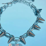 Egirl Rivets Heart Choker Necklace Women Grunge Rock Y2k Jewelry