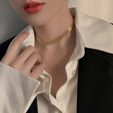 Stainless Steel Snake Chain Choker Necklace for Women
