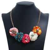 Bohemia Flower Charm Necklaces Multicolor Rose Floral Choker Collar Chain Neckla