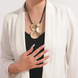 Vintage Circles Pendant Necklace for Women Leather Necklaces Choker