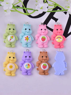 10pcs Cartoon Bear Resin Charms for DIY Jewelry Making Bulk