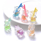 10pcs Glow Bear Straw Cup Charms for DIY Jewelry
