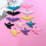 10pcs Resin Flatback Glitter Bat Ghost Charms Earring Necklace Bracelet DIY