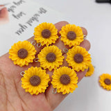 10pcs Sunflowers Daisy Charms Resin Flowers Pendant for Earring Keychain DIY