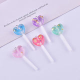 10pcs Glitter Heart Lollipop Resin Charms for DIY Jewelry
